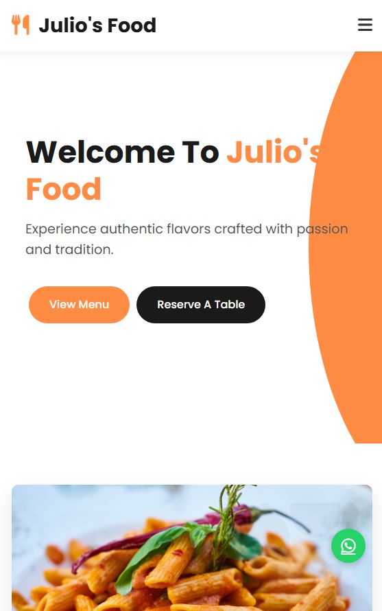 Julio's Food - Mobile View