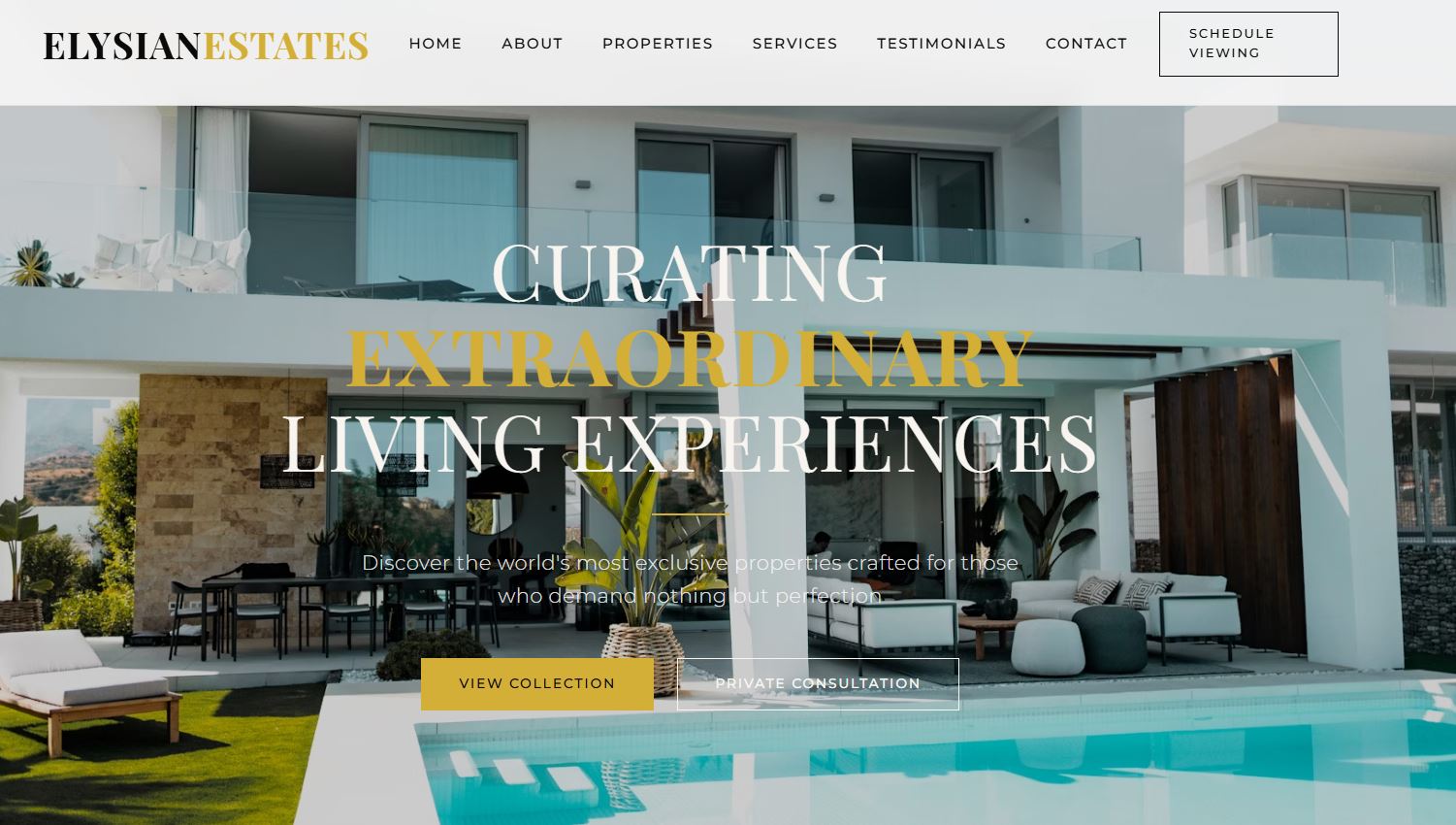 Elysian Real Estate - Desktop View