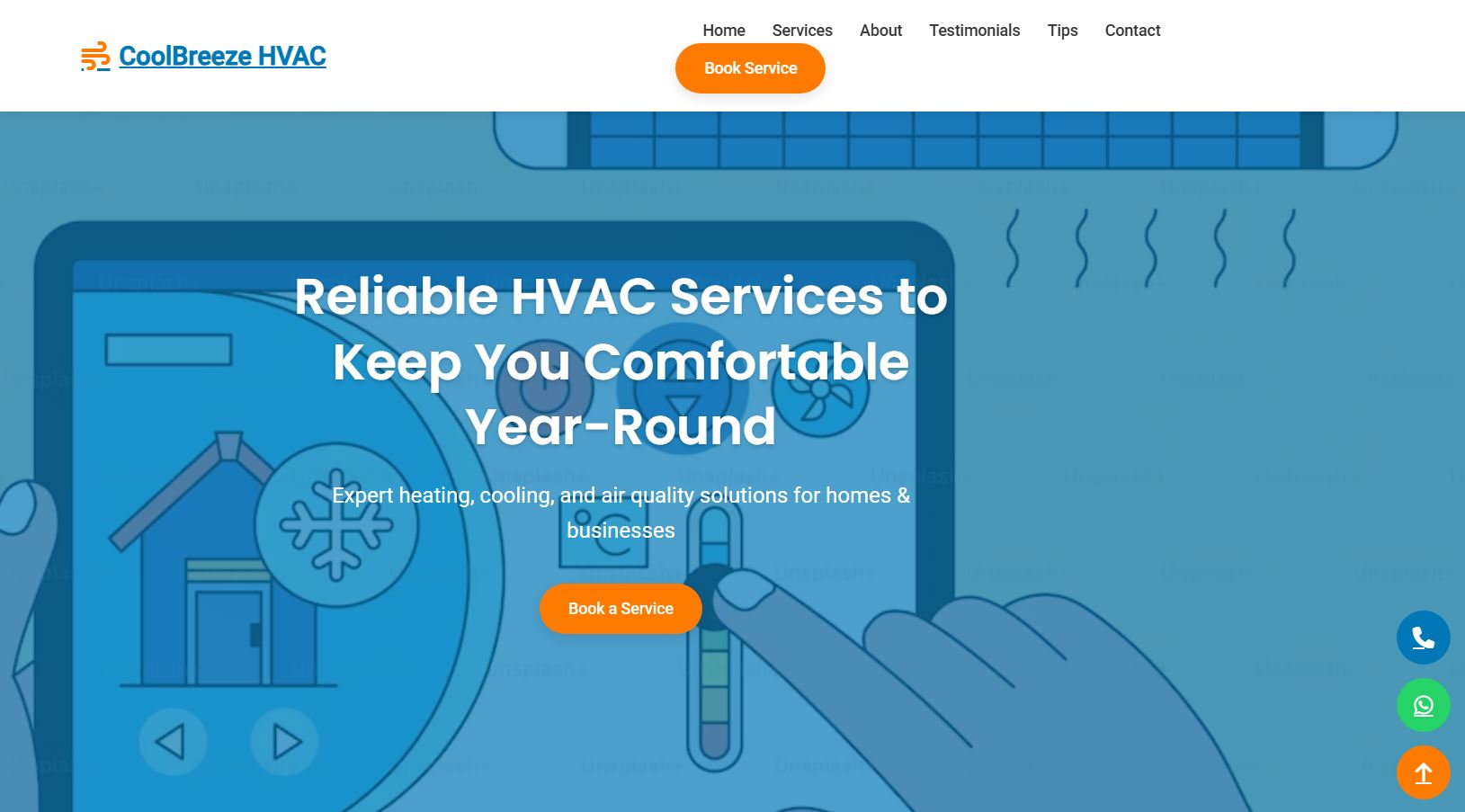 HVAC Service Website - Desktop View