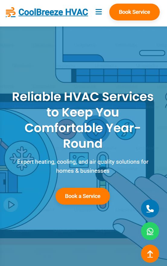 HVAC Service Website - Mobile View